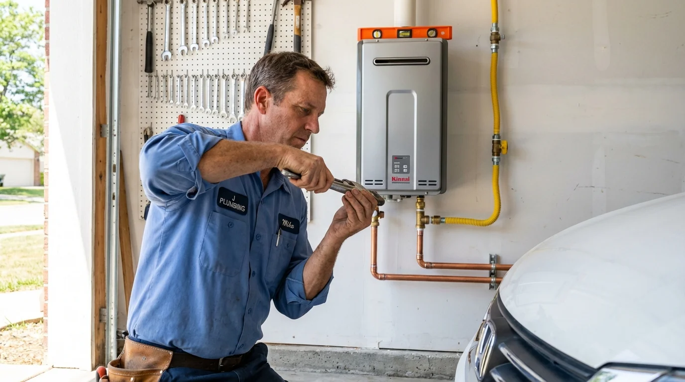 Tankless water heater installation by a Johns Plumbing LLC plumber in Indianola